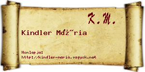 Kindler Mária névjegykártya